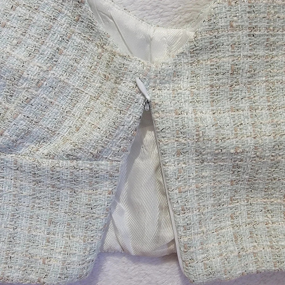 NWOT Zara Green Cream Tan Tweed Textured Side Zip Cropped Tank Top L - Picture 5 of 9